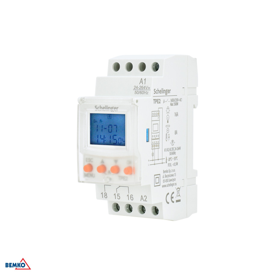 Programator czasowy elektroniczny 16(8)A 7D A26-TPE2