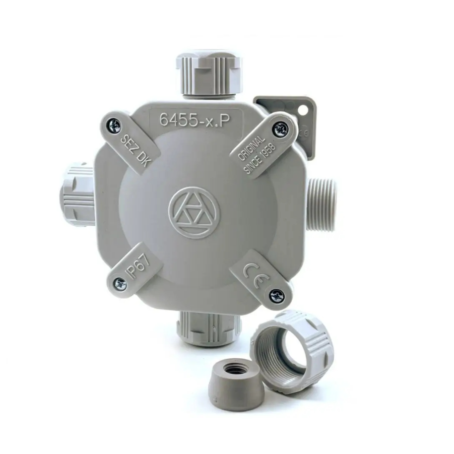 Puszka natynkowa bakielitowa IP67 4 X PG16 szara 6455-11P/2