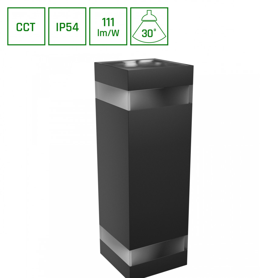 Oprawa elewacyjna TORRE RING 18W CCT 230V IP54 kwadrat czarna SLI003028CCT_PW