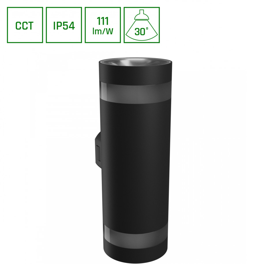 Oprawa elewacyjna TORRE RING 18W CCT 230V IP54 okrągła czarna SLI003026CCT_PW