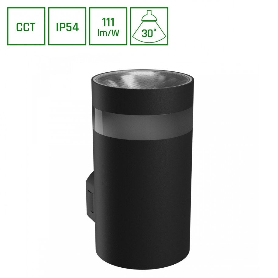 Oprawa elewacyjna TORRE RING 9W CCT 230V IP54 okrągła czarna SLI003025CCT_PW