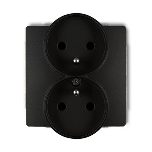 DECO Gniazdo podwójne z/u czarny mat 12DGPR-2zp