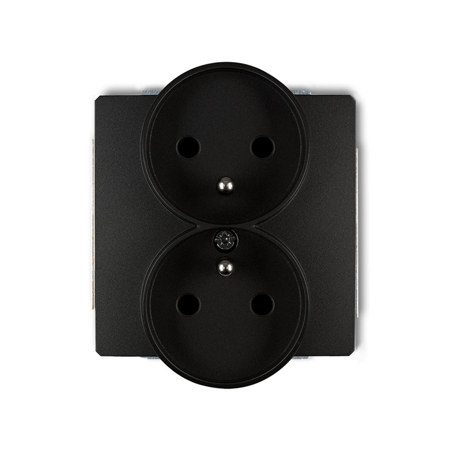 DECO Gniazdo podwójne z/u czarny mat 12DGPR-2zp