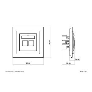 Gniazdo antenowe typu F (SAT) + RJ45 kat. 5e srebrny metalik 7DGFK-1