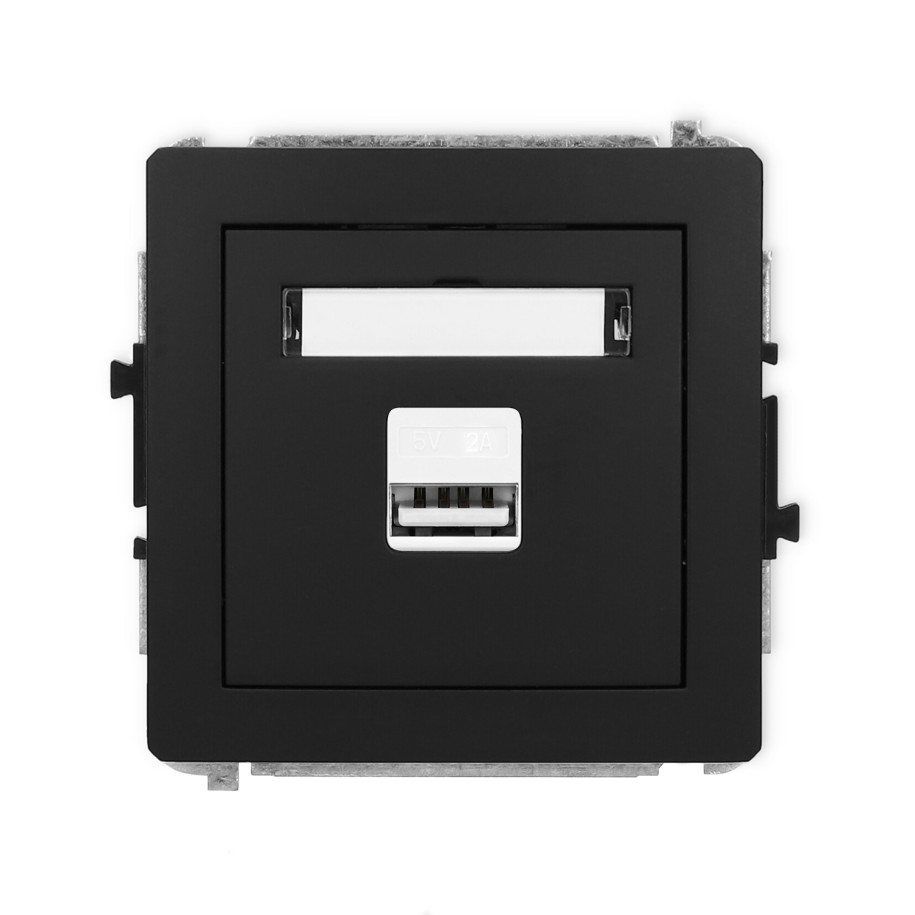 Ładowarka USB Karlik Deco 12DCUSB-3 pojedyncza 5V 2A czarny mat