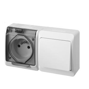 Hermes Łącznik schodowy + gniazdo z/u IP44 GNT 0327-11