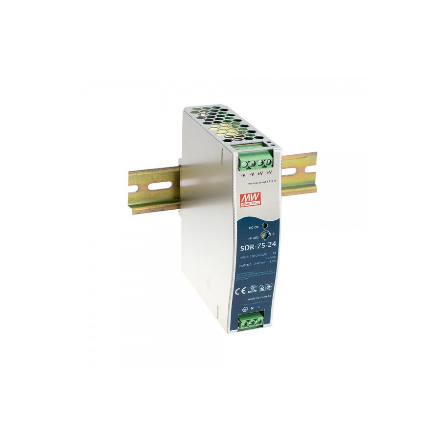 Zasilacz impulsowy AC/DC na szynę DIN 75W 88-264VAC Uwyj 24VDC 3,2A SDR-75-24