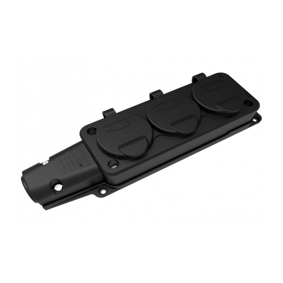 Listwa gumowa potrójna 3x230V 16A IP54 czarna F6.0372