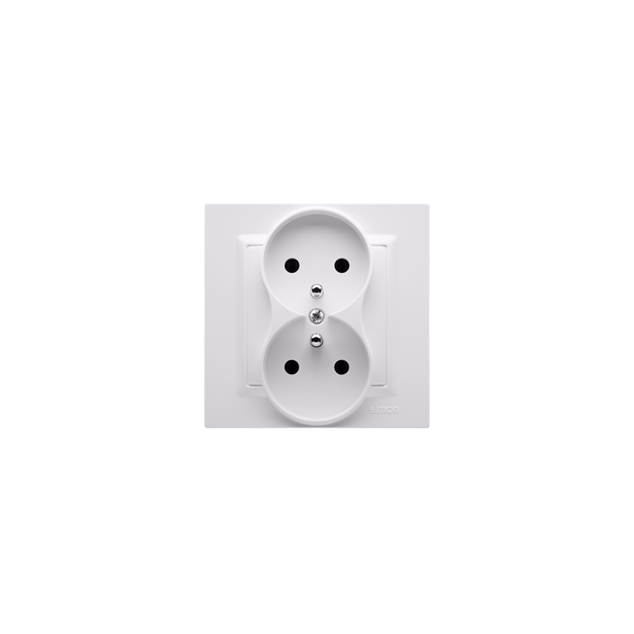 Simon 10 Gniazdo podwójne z/u MONOBLOCK 16A, 250V białe CGZ2/11