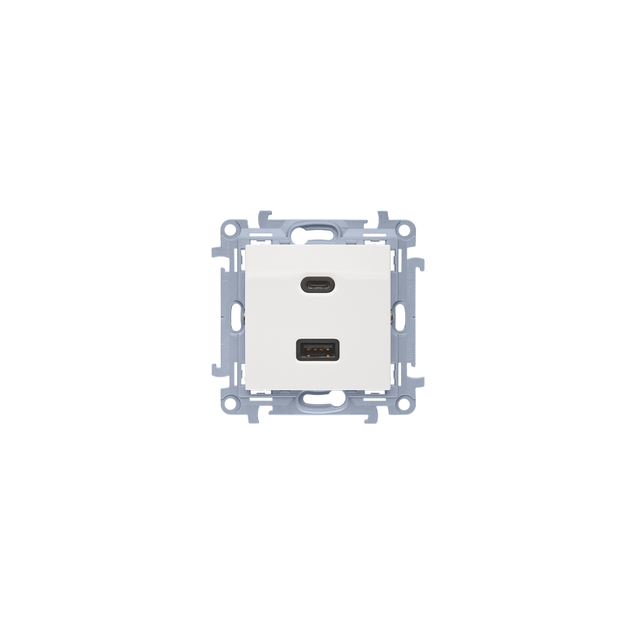 Simon 10 Ładowarka USB C+A (moduł), 30 W, 230V biały CEC2CAQ.01/11