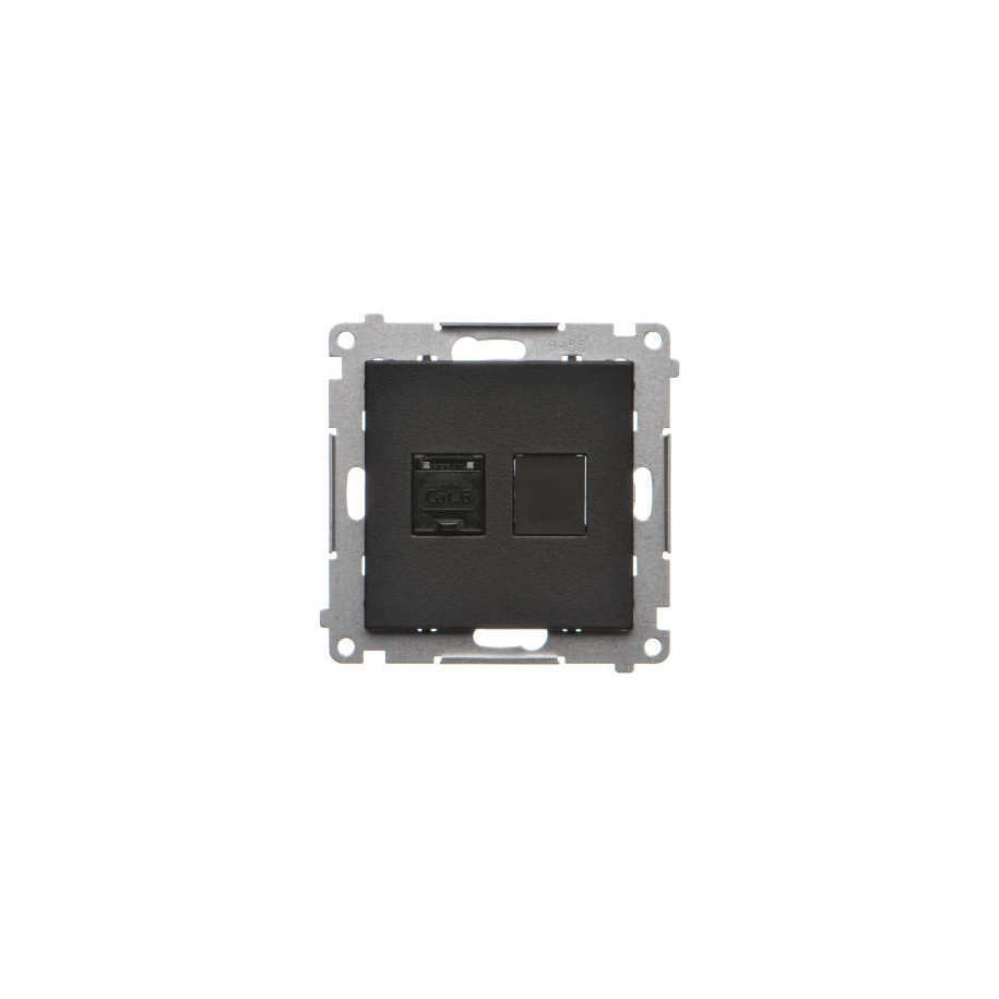 Simon 55 Gniazdo komputerowe RJ45 kat.6 czarny mat T61.01/149