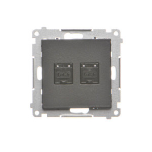 Simon 55 Gniazdo komputerowe 2xRJ45 kat. 6 czarny mat T62.01/149