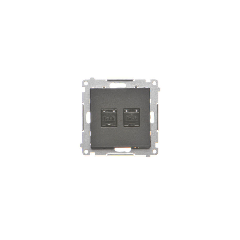 Simon 55 Gniazdo komputerowe 2xRJ45 kat. 6 czarny mat T62.01/149