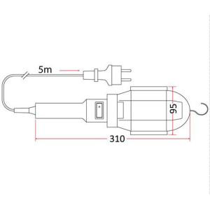 Oprawa przenośna 60W z magnesem lampa warsztatowa A-1/M na kablu 5m z osłoną