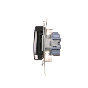 Gniazdo IP44 klapka transparentna czarny mat DGZ1BZ.01/49A