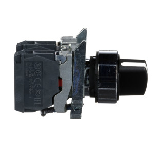 Przełącznik 2 położeniowy pokrętło 22mm czarny 1Z 1R bez samopowrotu XB4BD25