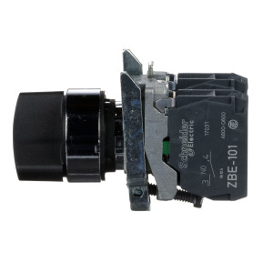 Przełącznik 2 położeniowy pokrętło 22mm czarny 1Z 1R bez samopowrotu XB4BD25