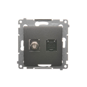 Simon 54 Gniazdo antenowe i komputerowe typu F i RJ45 kat.6 antracyt DASFRJ45.01/48