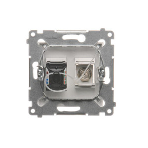 DASFRJ45.01/11
Gniazdo antenowe typu „F” + komputerowe RJ45 kat.6, biały