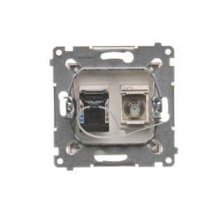 Gniazdo antenowe typu F + RJ45 kat.6 złoty mat DASFRJ45.01/44