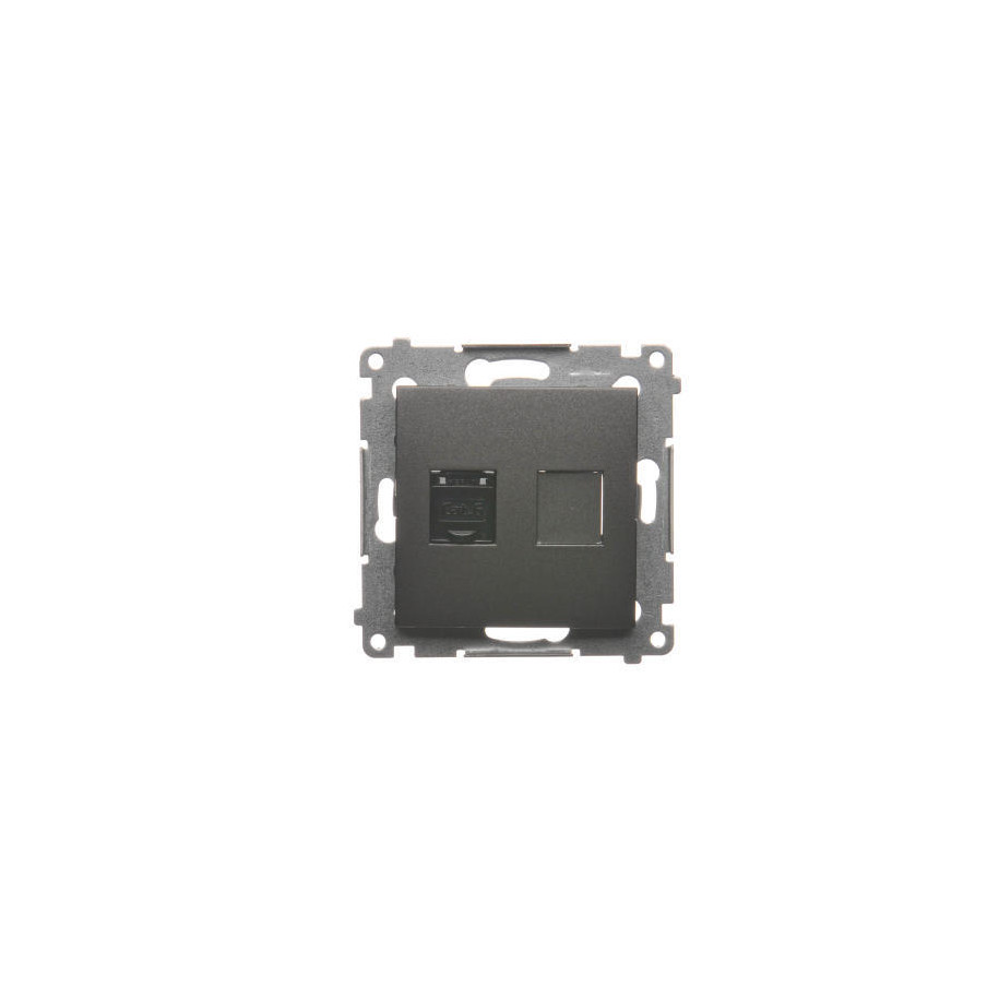 Gniazdo pojedyncze RJ45 kat.6 z przesłoną antracyt D61.01/48