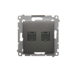 Gniazdo podwójne 2xRJ45 kat.6 z przesłoną antracyt D62.01/48