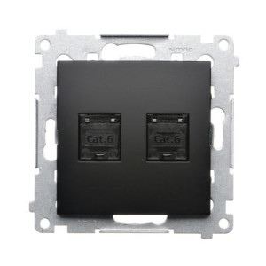 D62.01/49
Gniazdo komputerowe podwójne RJ45 kategoria 6, z przesłoną przeciwkurzową, (moduł), czarny mat