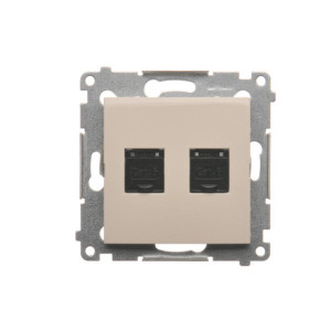 D62.01/41
Gniazdo komputerowe podwójne RJ45 kategoria 6, z przesłoną przeciwkurzową, (moduł), kremowy