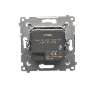 Simon 54 Ładowarka 2xUSB 2.1A 5V/DC biała DC2USB.01/11