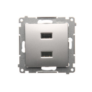 Simon 54 Ładowarka 2xUSB 2.1A 5V/DC srebrny mat DC2USB.01/43
