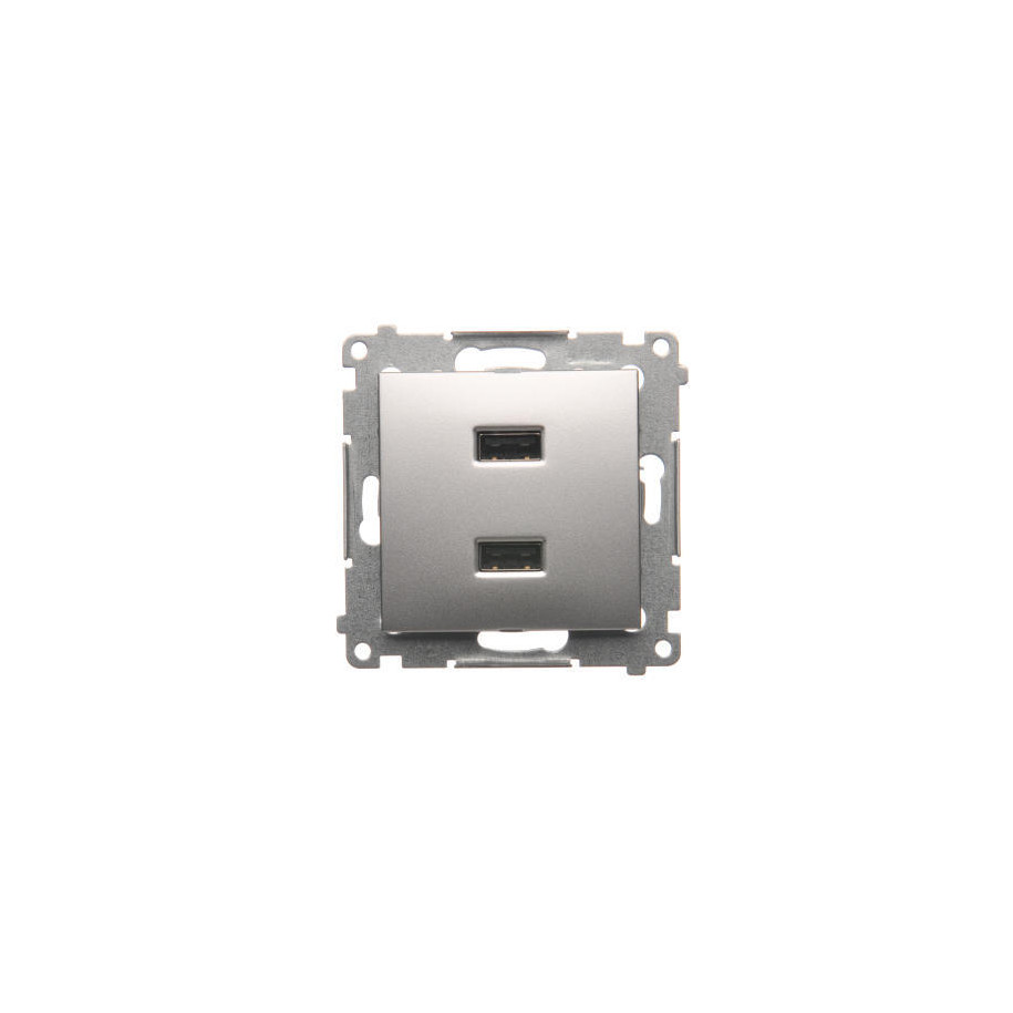 Simon 54 Ładowarka 2xUSB 2.1A 5V/DC srebrny mat DC2USB.01/43