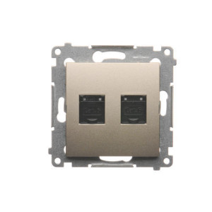 Gniazdo podwójne 2xRJ45 kat.6 z przesłoną złoty mat D62.01/44