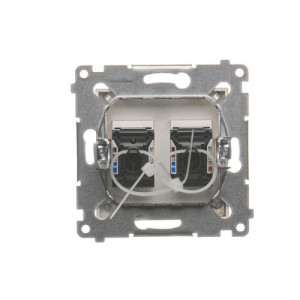 Gniazdo podwójne 2xRJ45 kat.6 z przesłoną złoty mat D62.01/44