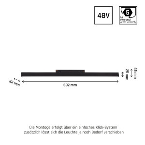 Oprawa LINE M na szynoprzewód 602x23x42mm 17W 100st czarna SYSTEM SHIFT WLD+40009