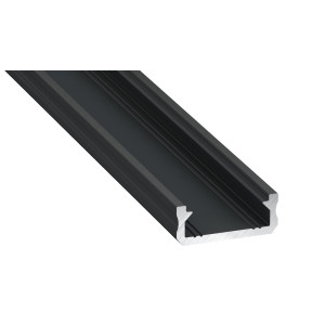 Profil aluminiowy natynkowy płaski typu D czarny do taśmy LED 2m