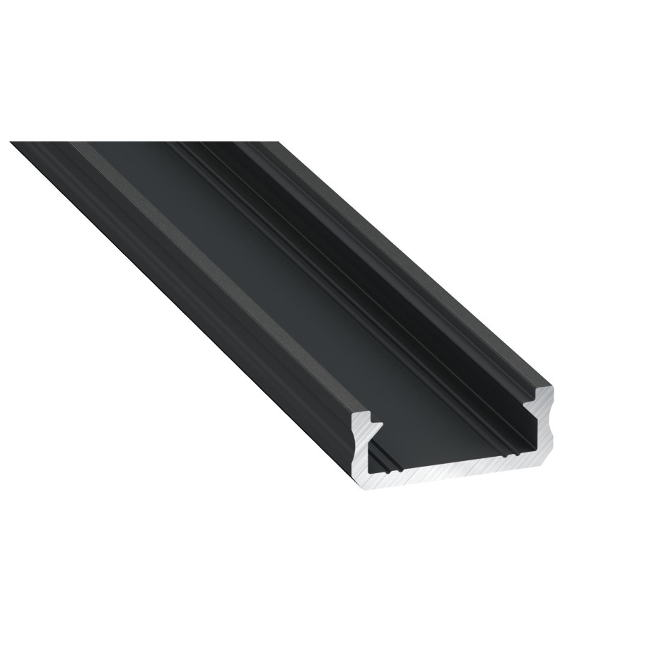 Profil aluminiowy natynkowy płaski typu D czarny do taśmy LED 2m