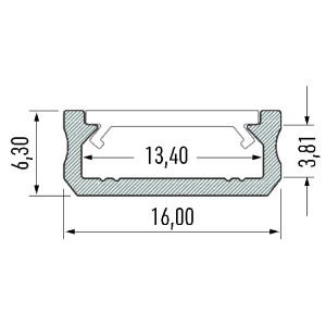 Profil aluminiowy natynkowy płaski typu D anodowany 2mb