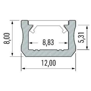 Profil aluminiowy natynkowy typu slim X anodowany do taśmy LED 2mb
