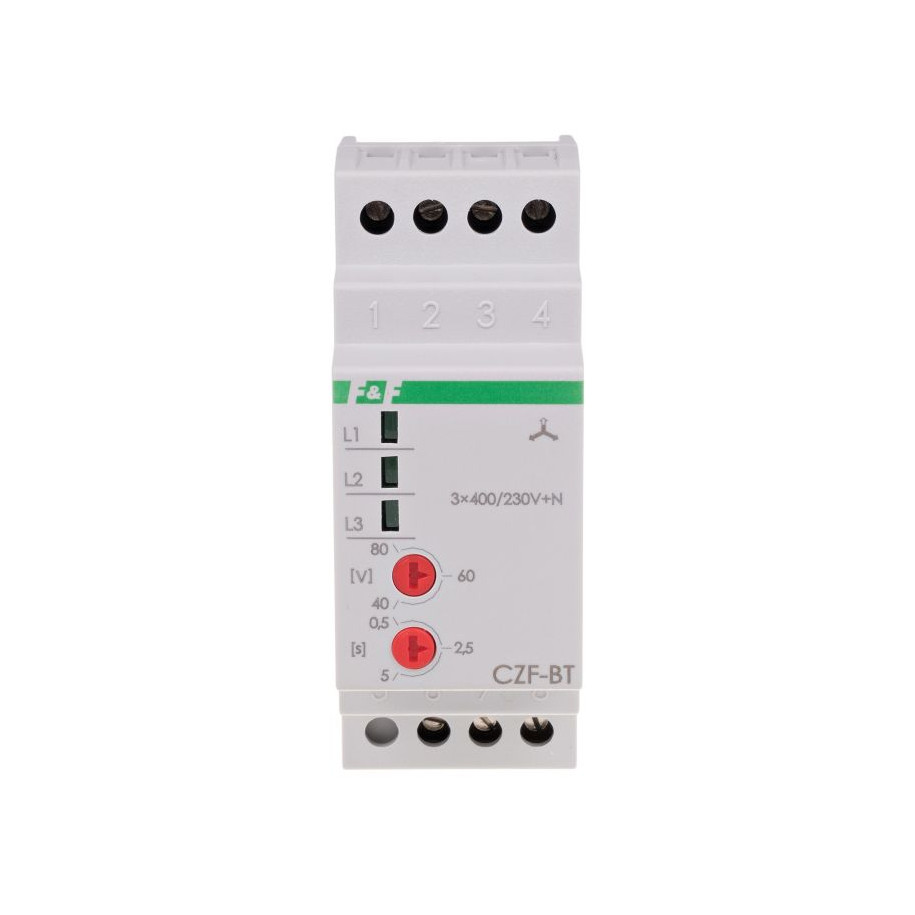 Przekaźnik zaniku i asymetrii faz 10A 1P 0,5-5sek 40-80V CZF-BT