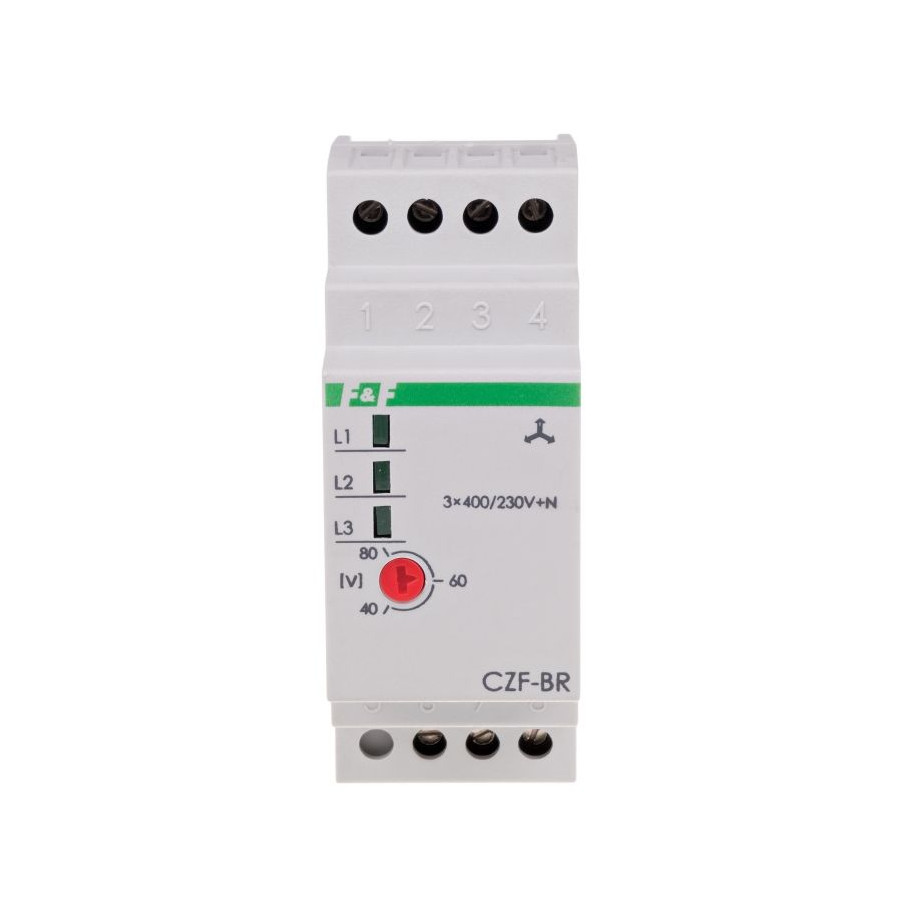 Przekaźnik zaniku i asymetrii faz 10A 1P 4sek 40-80V CZF-BR