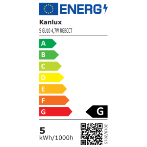 Żarówka LED GU10 Kanlux SMART S ściemnialna 4,7W RGBCCT 400lm 2700-6500K ciepła/neutralna/zimna,RGB 33643