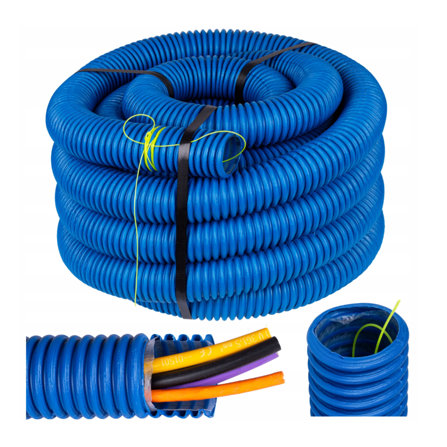 Rura karbowana AROT 50mm dwuwarstwowa z pilotem 450N HDPE 25mb