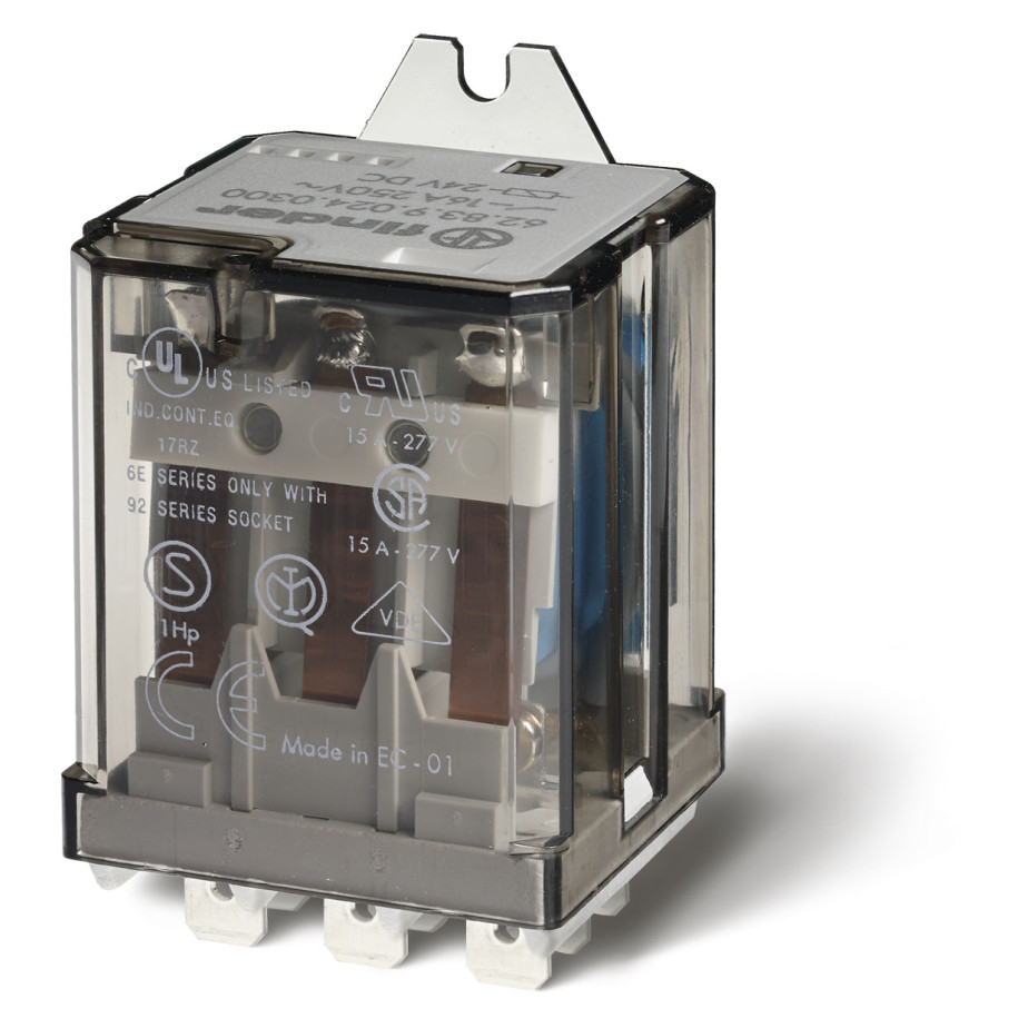 Przekaźnik mocy 3Z 16A 400V AC na panel lub Faston 250 wykonanie SELV 62.83.8.400.4600