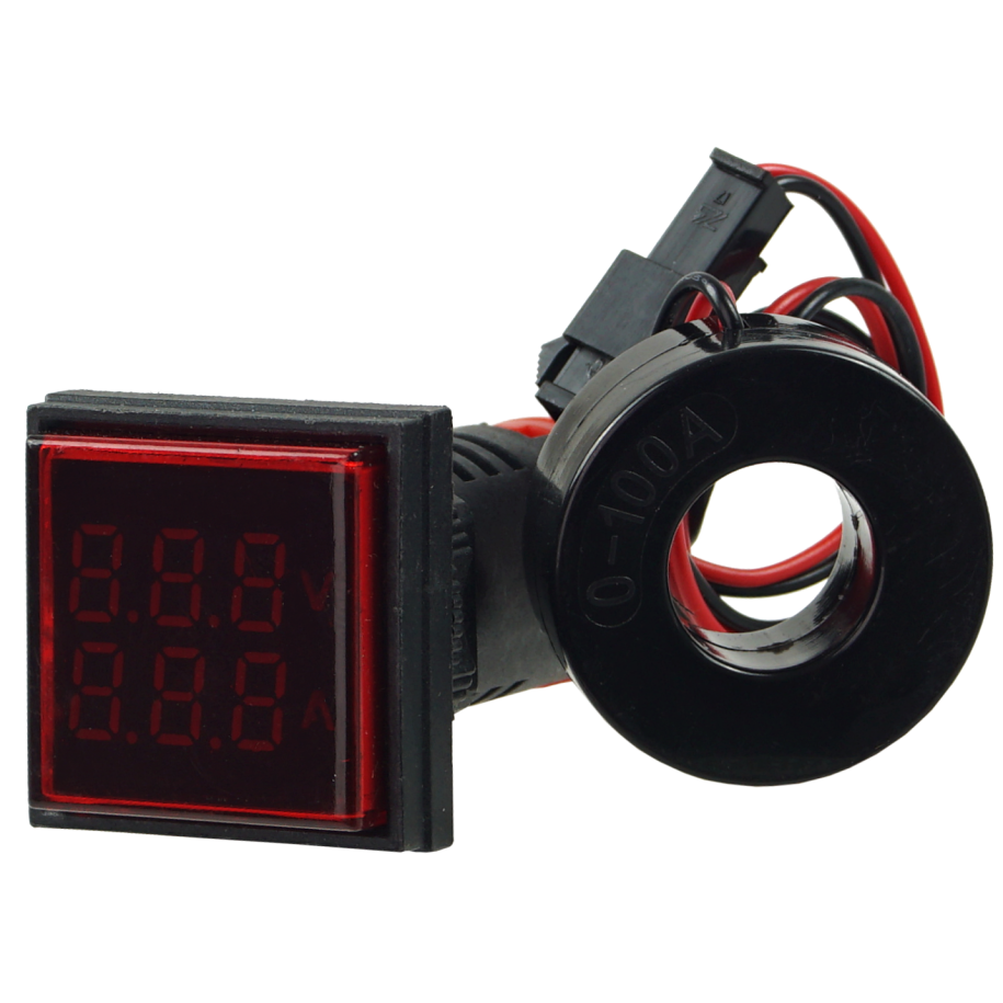 Miernik czerwony 0-100A/60-500V amperomierz/voltomierz cyfrowy tablicowy AS22-MR-VA