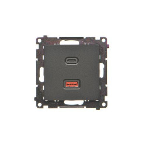 Simon 55 Ładowarka USB C+A 30 W, 230V czarny mat TEC2CAQ.01/149