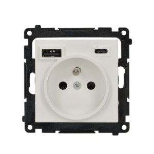 Simon 55 Gniazdo z ładowarką USB C+A biały mat TGZ1ZUSB2CA.01/111