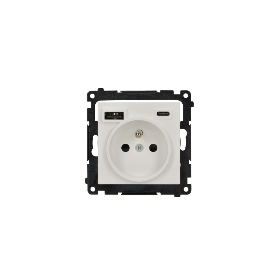Simon 55 Gniazdo z ładowarką USB C+A biały mat TGZ1ZUSB2CA.01/111