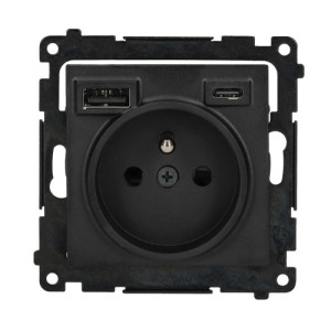 Simon 55 Gniazdo z ładowarką USB C+A czarny mat TGZ1ZUSB2CA.01/149