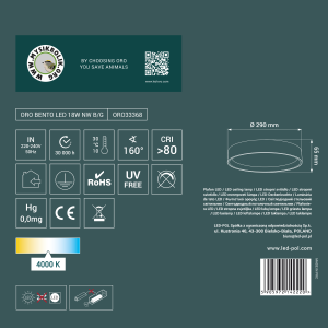 Plafon dekoracyjny LED BENTO 18W 4000K B/G ORO33368