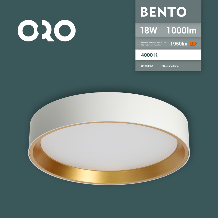 Plafon dekoracyjny LED BENTO 18W 4000K W/G ORO33367